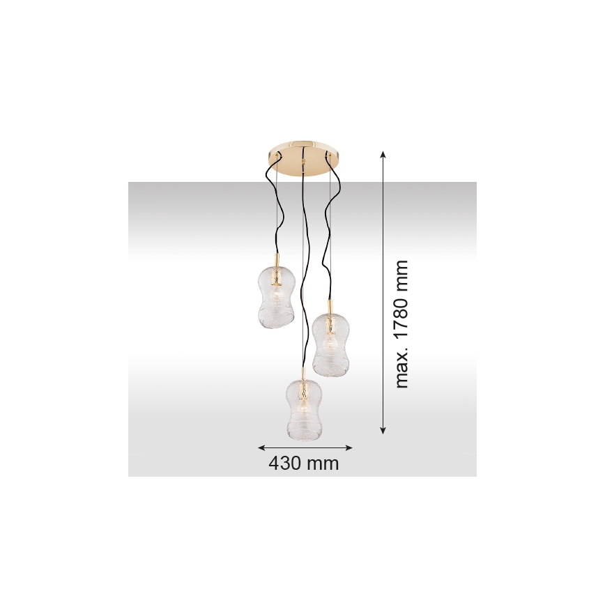 Argon 1464 - Lustra ar auklu CADIZ 3xE27/15W/230V