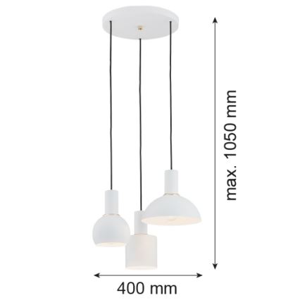 Argon 1468 - Lustra ar auklu SINES 3xE27/15W/230V balta