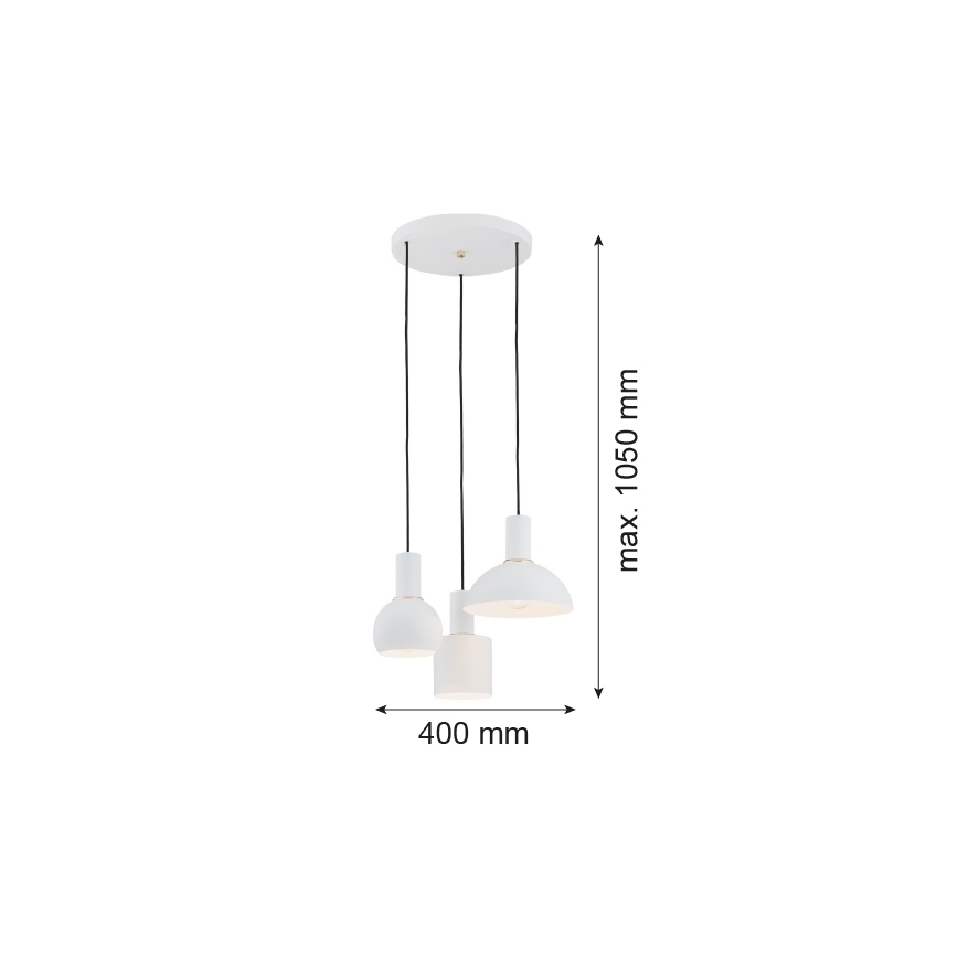 Argon 1468 - Lustra ar auklu SINES 3xE27/15W/230V balta