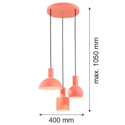 Argon 1469 - Lustra ar auklu SINES 3xE27/15W/230V oranža