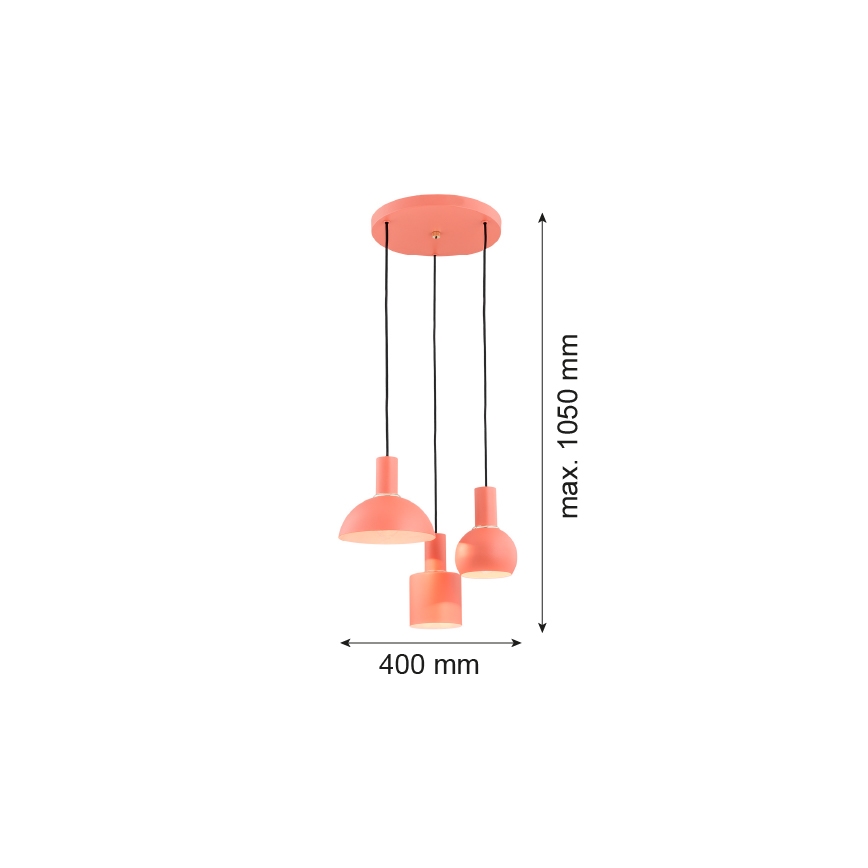 Argon 1469 - Lustra ar auklu SINES 3xE27/15W/230V oranža