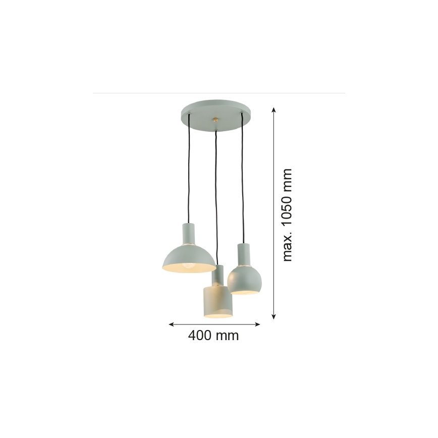 Argon 1470 - Lustra ar auklu SINES 3xE27/15W/230V zaļa