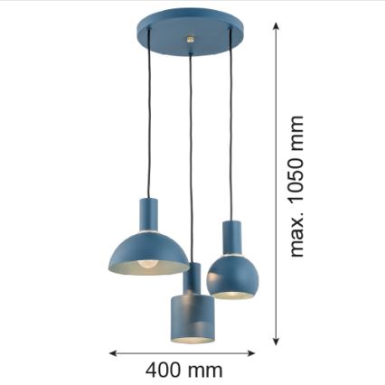 Argon 1471 - Lustra ar auklu SINES 3xE27/15W/230V zila