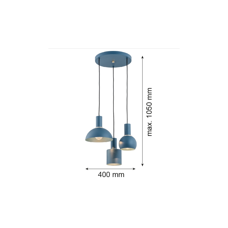 Argon 1471 - Lustra ar auklu SINES 3xE27/15W/230V zila