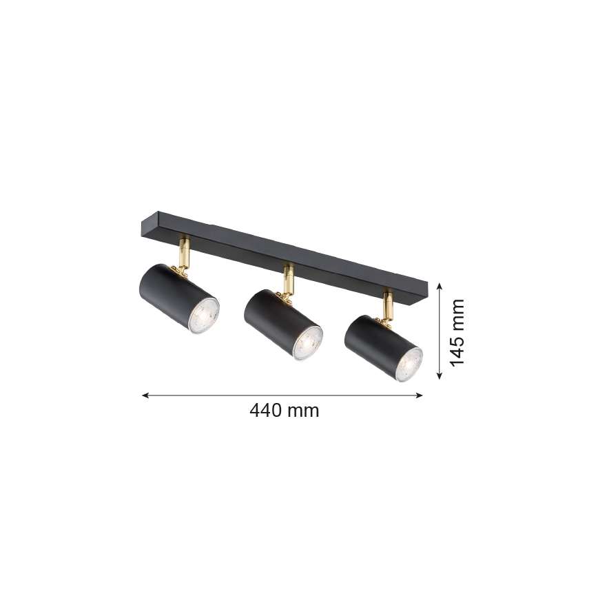 Argon 1476 - Lampa LAGOS 3xGU10/5W/230V melns/misiņš