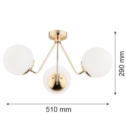 Argon 1481 - Surface-mounted lustra TOMAR 3xE27/15W/230V misiņš