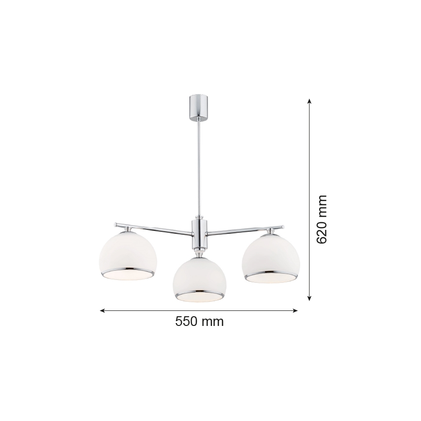 Argon 1487 - Lustra ar stieni MARBELLA 3xE27/15W/230V spīdīgs hroms