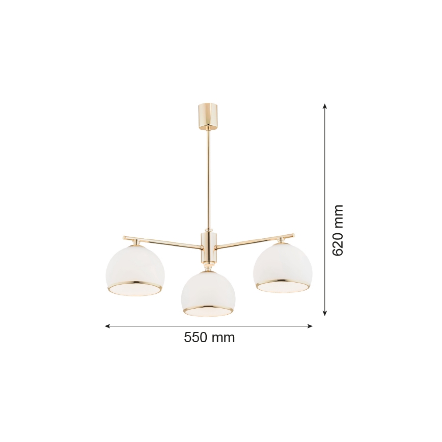 Argon 1488 - Lustra ar stieni MARBELLA 3xE27/15W/230V misiņa