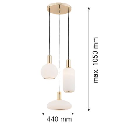 Argon 1489 - Lustra ar auklu SAGUNTO 3xE27/15W/230V misiņa