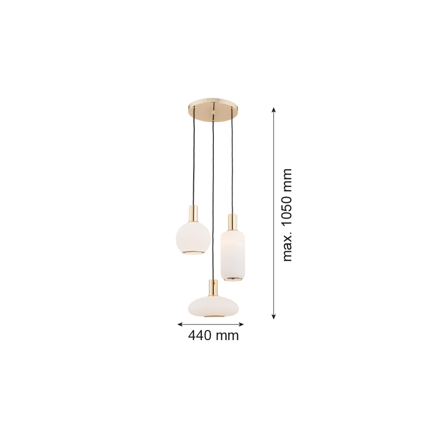 Argon 1489 - Lustra ar auklu SAGUNTO 3xE27/15W/230V misiņa