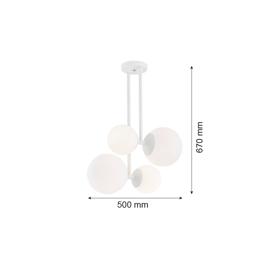Argon 1644 - Lustra ar stieni ASPEN 4xE27/15W/230V balta
