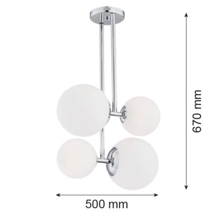 Argon 1646 - Lustra ar stieni ASPEN 4xE27/15W/230V spīdīgs hroms
