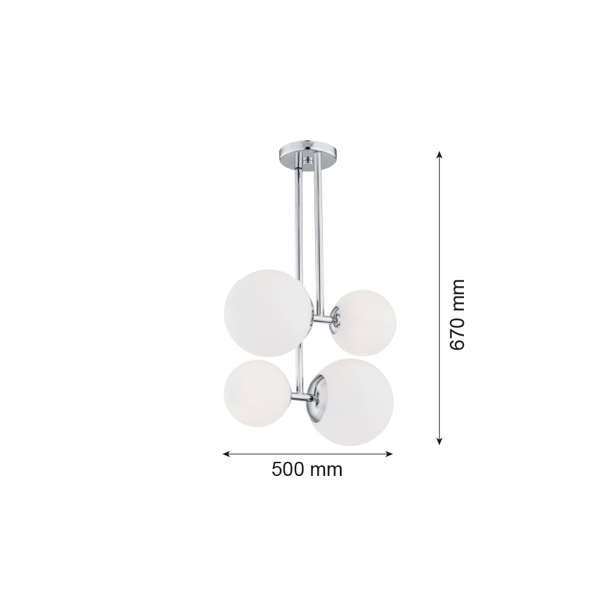 Argon 1646 - Lustra ar stieni ASPEN 4xE27/15W/230V spīdīgs hroms