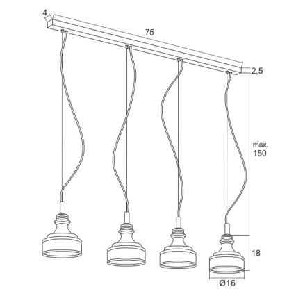 Argon 1650 - LED lustra ar auklu TULUZA 4xLED/5W/230V