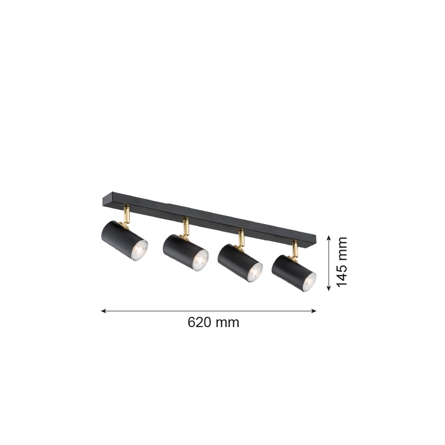 Argon 1690 - Lampa LAGOS 4xGU10/5W/230V melns/misiņš