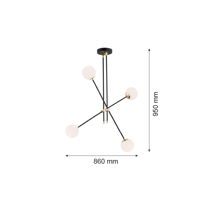Argon 1696 - Lustra uz nūjas ABSTRACT 4xE14/7W/230V melna