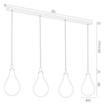 Argon 1741 - Lustra ar auklu OAKLAND 4xG9/6W/230V