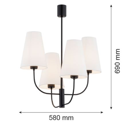 Argon 1822 - Lustra ar stieni SAFIANO 4xE27/15W/230V melna