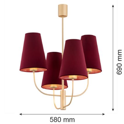 Argon 1827 - Lustra ar stieni SAFIANO 4xE27/15W/230V bordo