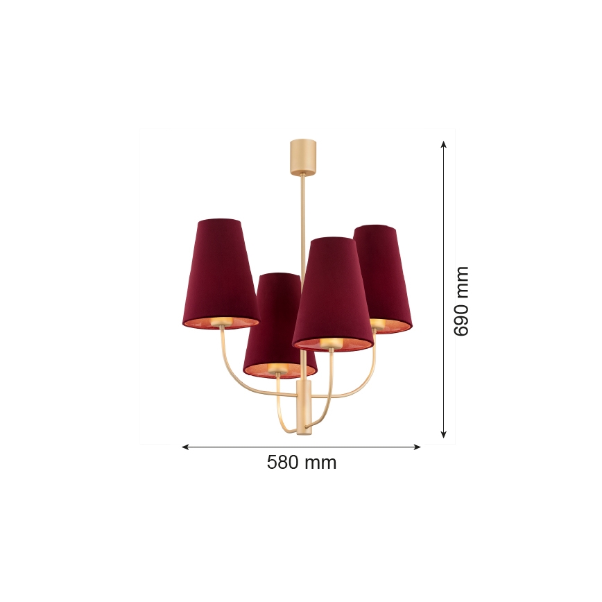 Argon 1827 - Lustra ar stieni SAFIANO 4xE27/15W/230V bordo