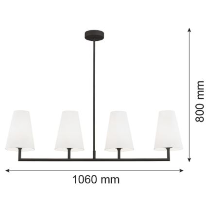 Argon 1831 - Lustra ar stieni SAFIANO 4xE27/15W/230V melna