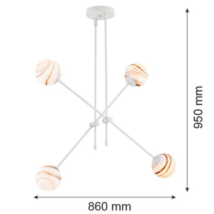 Argon 1841 - Lustra ar stieni ABSOS 4xE14/7W/230V alabastrs balta