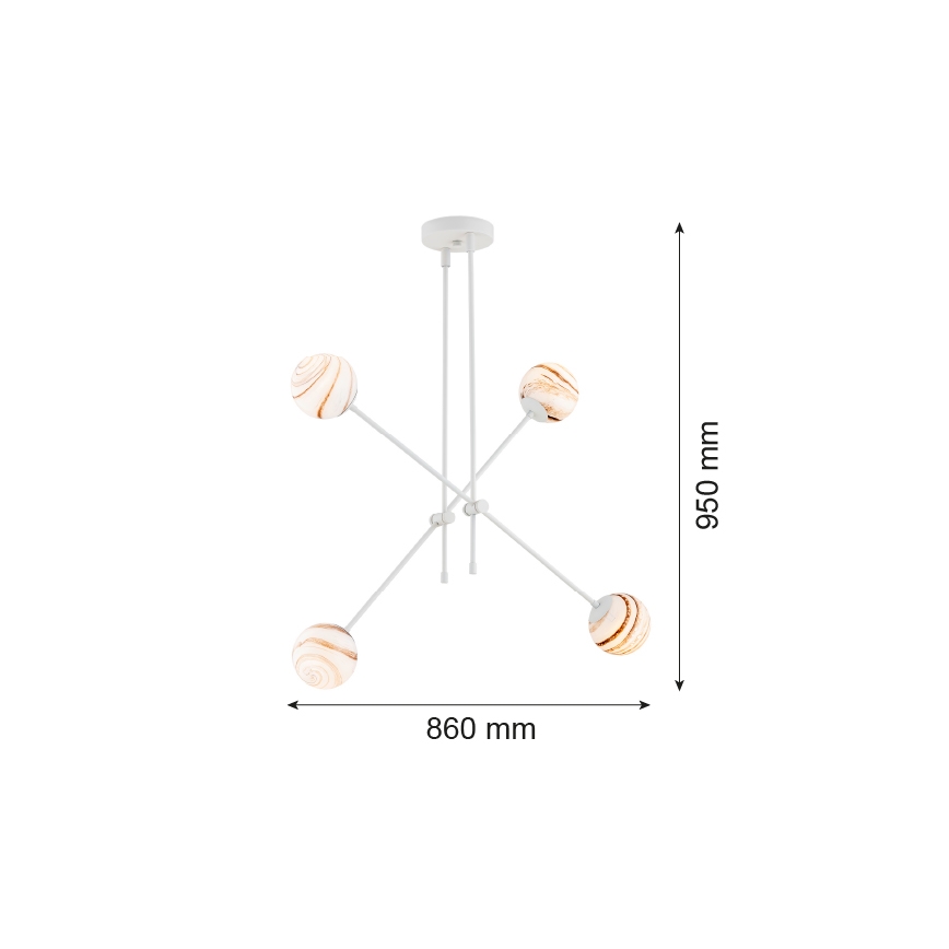 Argon 1841 - Lustra ar stieni ABSOS 4xE14/7W/230V alabastrs balta
