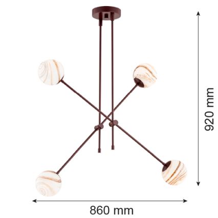 Argon 1842 - Lustra ar stieni ABSOS 4xE14/7W/230V alabastrs brūna