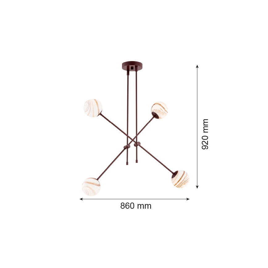 Argon 1842 - Lustra ar stieni ABSOS 4xE14/7W/230V alabastrs brūna