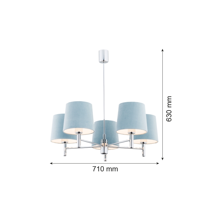 Argon 2076 - Lustra ar stieni BOLZANO 5xE27/15W/230V pelēka