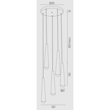 Argon 2103 - Lustra ar auklu HOLLYWOOD 5xE14/7W/230V melna