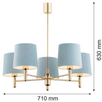 Argon 2106 - Lustra ar stieni PONTE 5xE27/15W/230V misiņš/krēmkrāsa