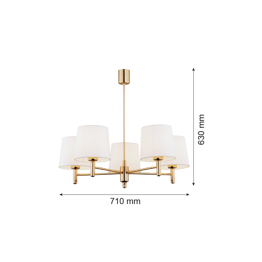 Argon 2106 - Lustra ar stieni PONTE 5xE27/15W/230V misiņš/krēmkrāsa