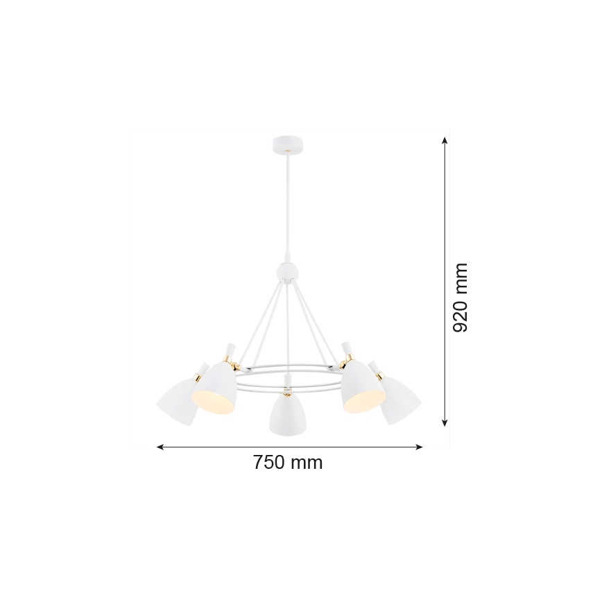 Argon 2117 - Lustra ar stieni CHARLOTTE 5xE27/15W/230V balta/zelta