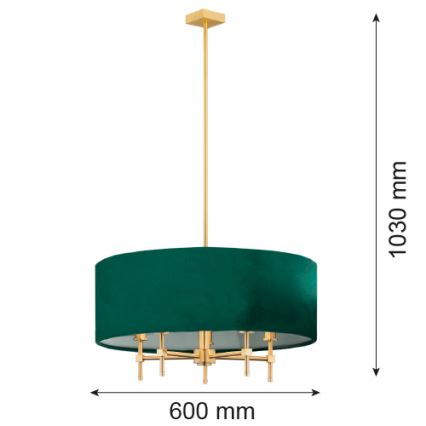 Argon 2146 - Lustra ar stieni ABBANO 5xE14/7W/230V misiņa/zaļa