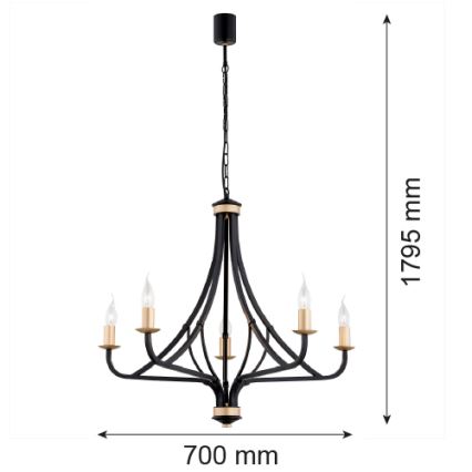 Argon 2171 - Lustra ar ķēdi LORENZO 5xE14/7W/230V