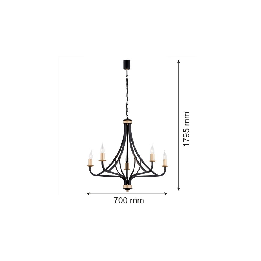 Argon 2171 - Lustra ar ķēdi LORENZO 5xE14/7W/230V