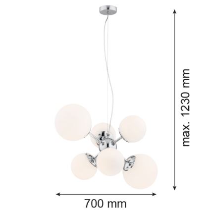 Argon 2531 - Lustra ar auklu SATELITE 6xE27/15W/230V spīdīgs hroms