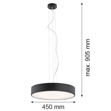 Argon 3352 - Lustra DARLING 1xLED/35W/230V d. 45 cm melna