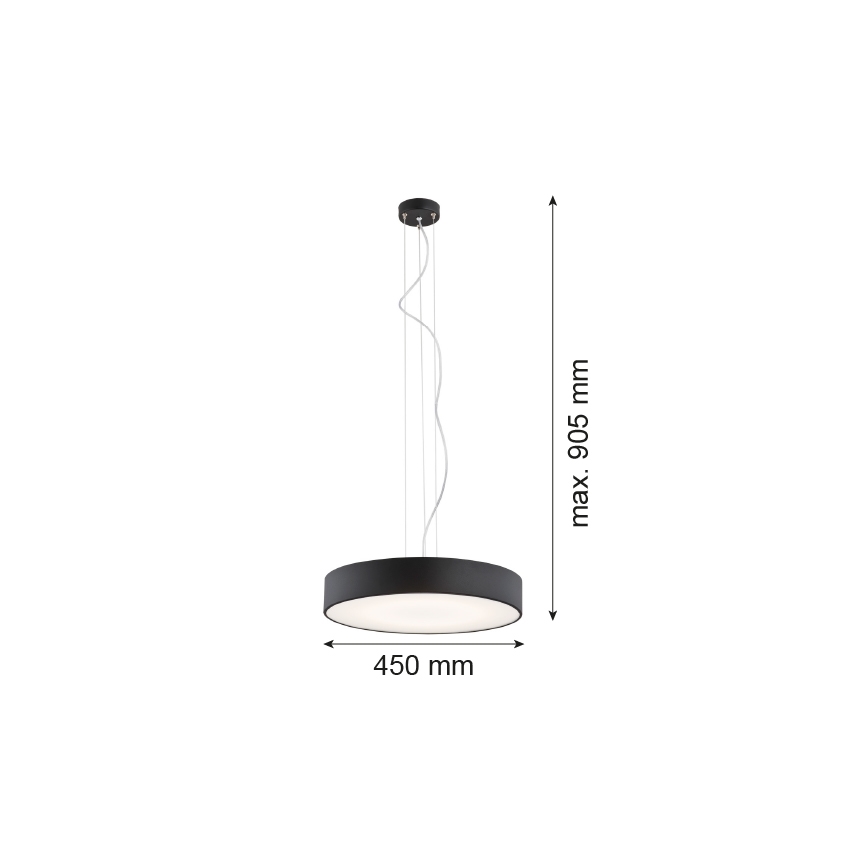 Argon 3352 - Lustra DARLING 1xLED/35W/230V d. 45 cm melna