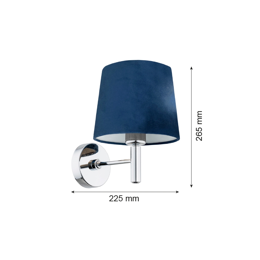 Argon 3908 - Sienas lampa BOLZANO 1xE27/15W/230V zila/spīdīgs hroms
