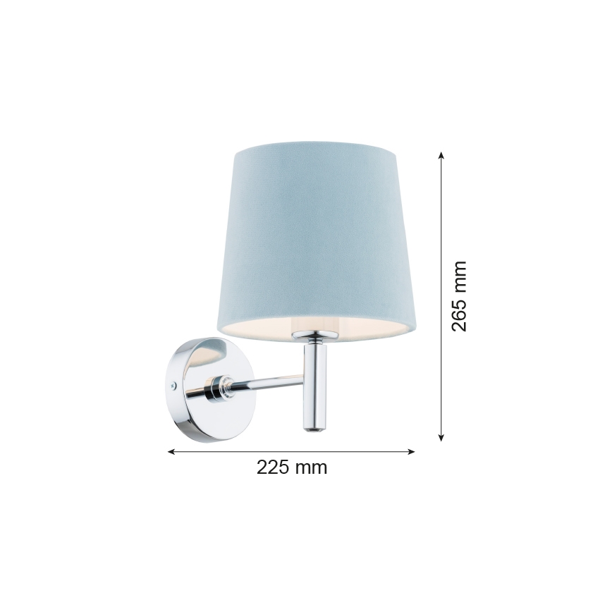 Argon 3910 - Sienas lampa BOLZANO 1xE27/15W/230V zila/spīdīgs hroms