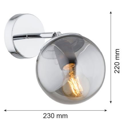 Argon 3989 - Sienas lampa SATELITE 1xE27/15W/230V spīdīga hroma/pelēks