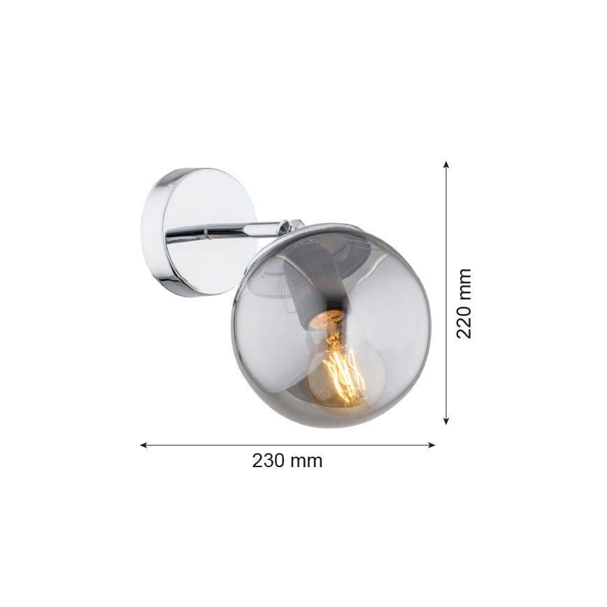 Argon 3989 - Sienas lampa SATELITE 1xE27/15W/230V spīdīga hroma/pelēks