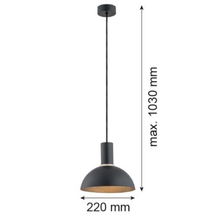 Argon 4222 - Lustra ar auklu SINES 1xE27/15W/230V d. 28 cm melna