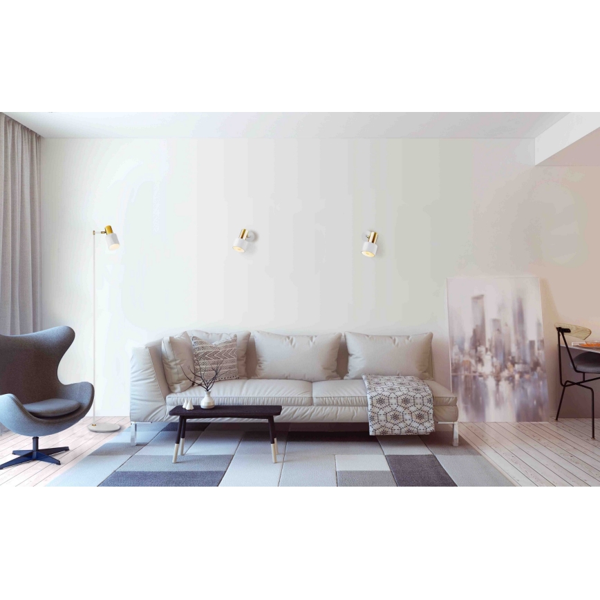 Argon 4258 - Grīdas lampa DORIA 1xE27/15W/230V balta/misiņa