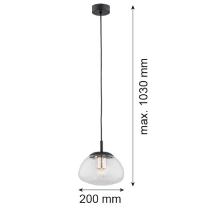 Argon 4331 - Lustra ar auklu TRINI 1xE27/15W/230V d. 20 cm melna