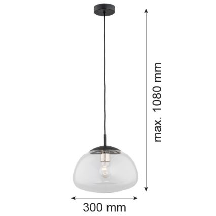Argon 4332 - Lustra ar auklu TRINI 1xE27/15W/230V d. 30 cm melns