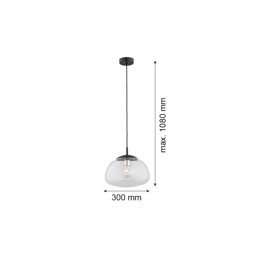 Argon 4332 - Lustra ar auklu TRINI 1xE27/15W/230V d. 30 cm melns