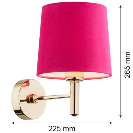 Argon 4349 - Sienas lampa PONTE 1xE27/15W/230V rozā/misiņa